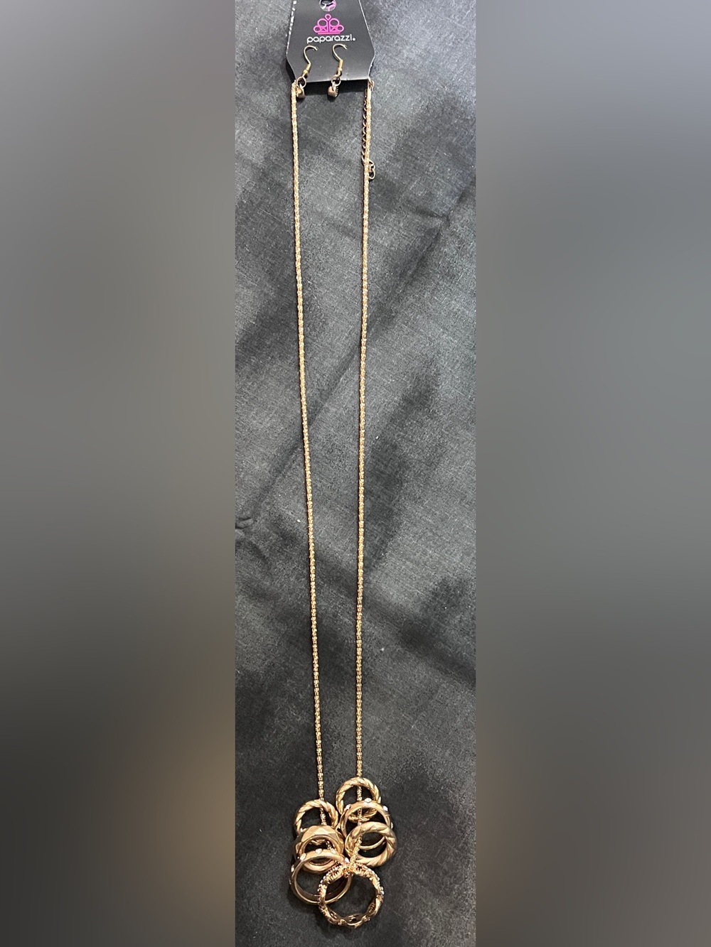 Paparazzi Gold-Tone Interlocking Ring Pendant Necklace